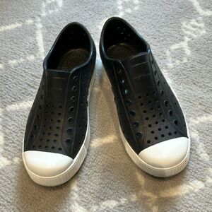 Native Shoes Black and White Slip-On Sneakers